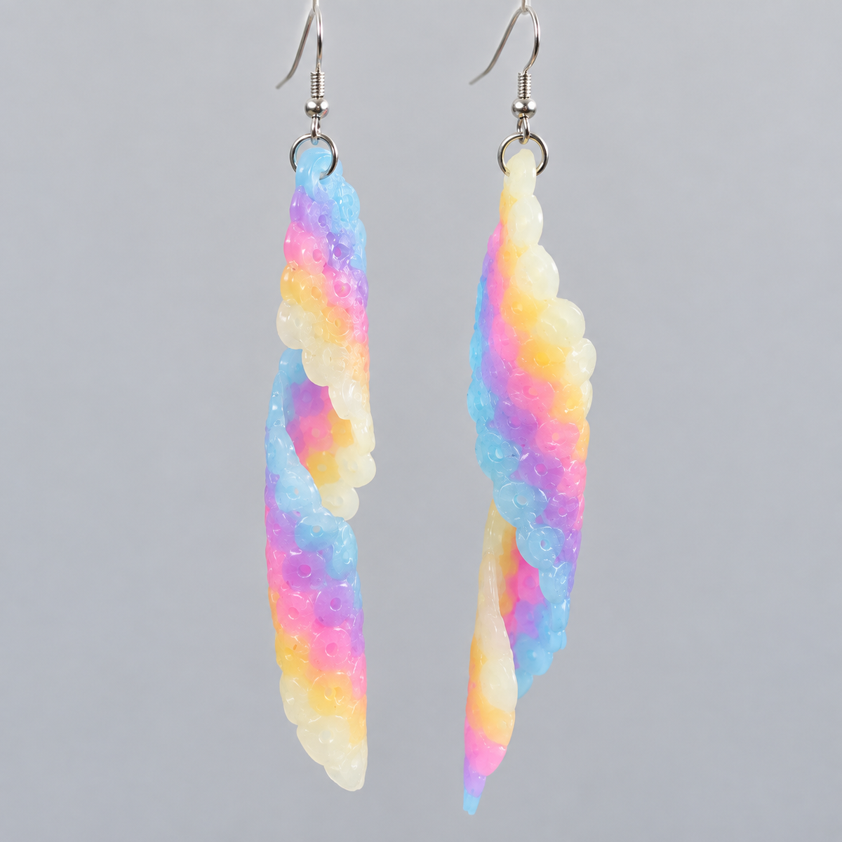 Pastel Rainbow Glow-in-the-Dark Swirl Earrings