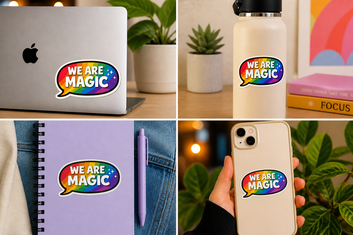 "We Are Magic" Rainbow Speech Bubble Sticker - Student Designed Sticker