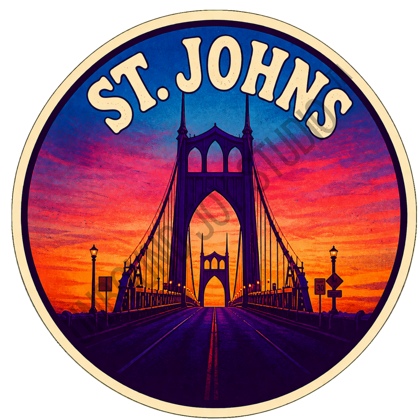 St. Johns Bridge Sunrise Sticker