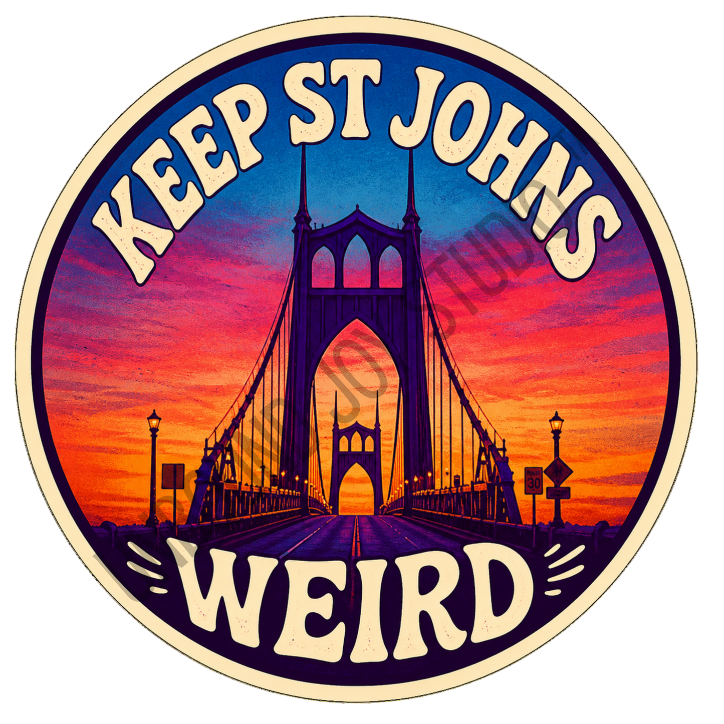 Keep St. Johns Weird Sunrise Bridge Sticker