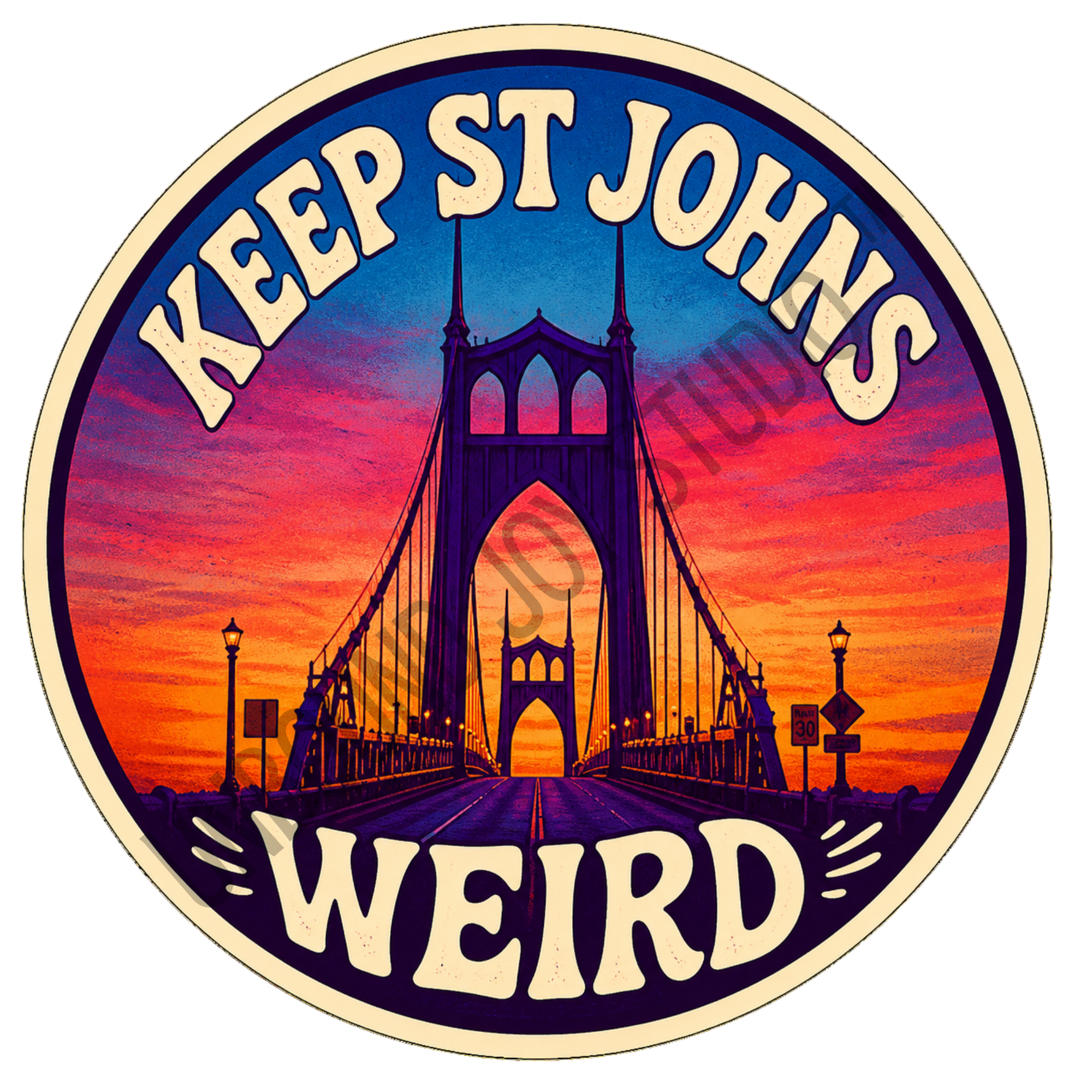 Keep St. Johns Weird Sunrise Bridge Sticker