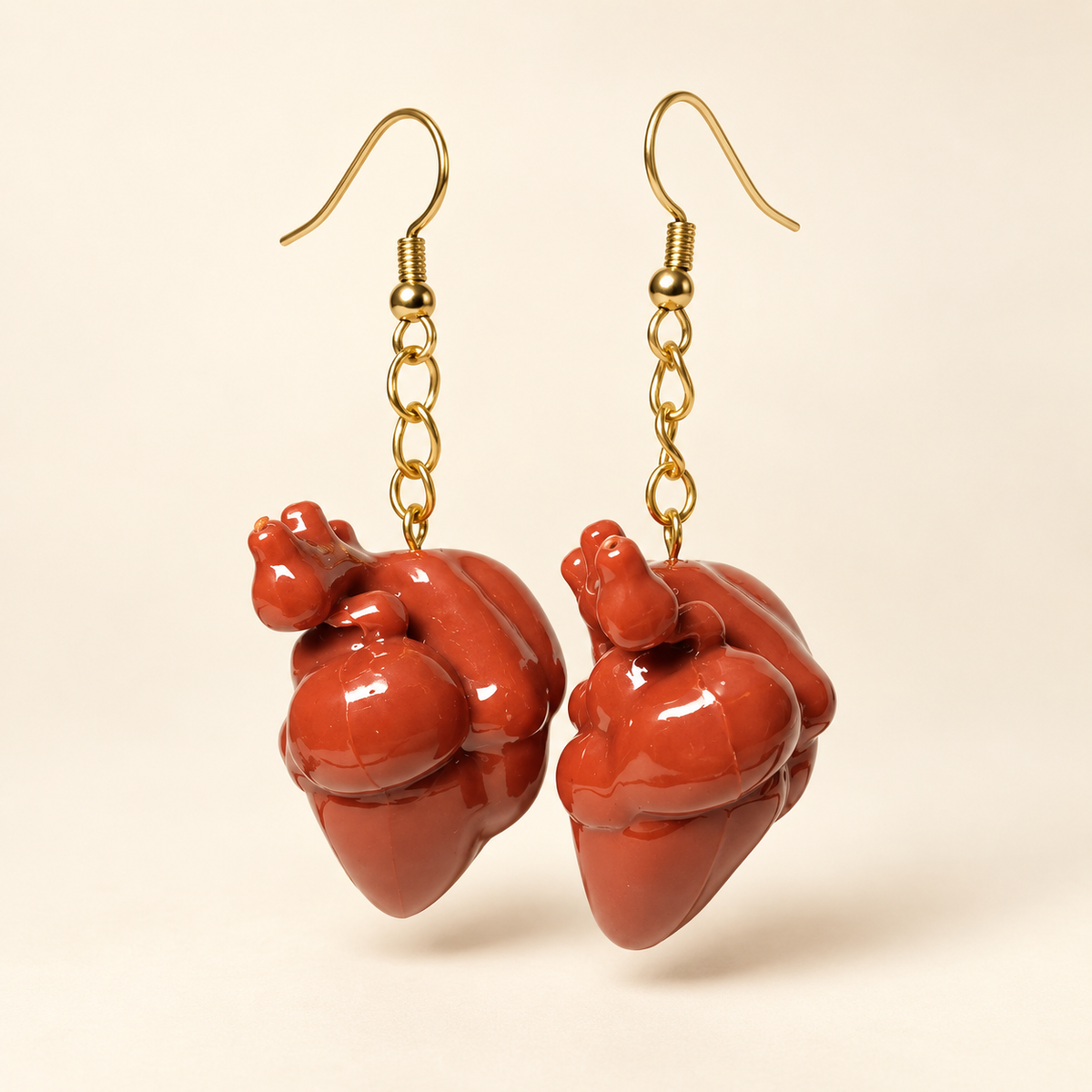 Red Anatomical Heart Earrings