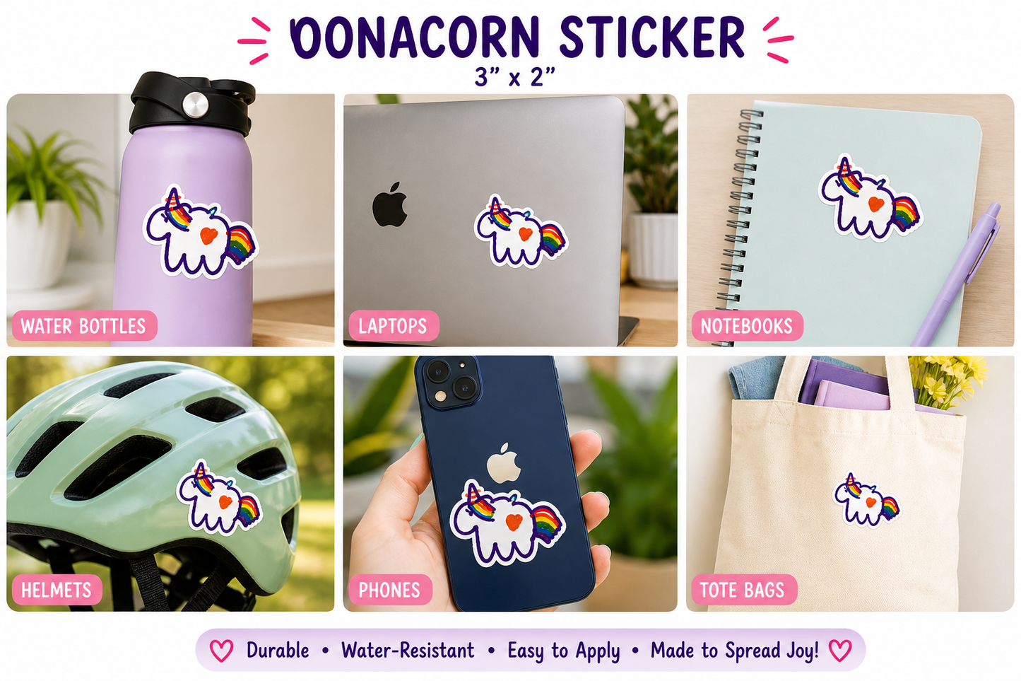 Oonacorn Sticker – Student-Designed Rainbow Unicorn
