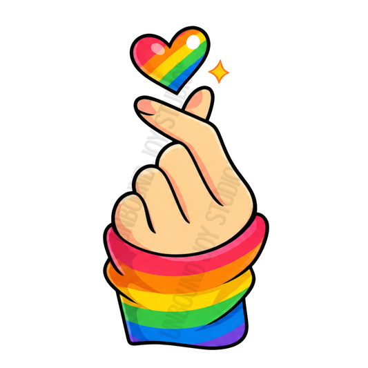 Finger Heart Rainbow Sticker